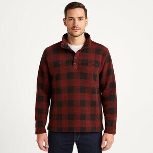 John Wayne men’s fleece pullover relaxed fit buffalo check heritage 2XL red